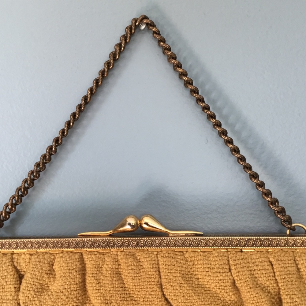 Vintage Gold Knit Chain Link Strap Purse Bag - Picture 3 of 8